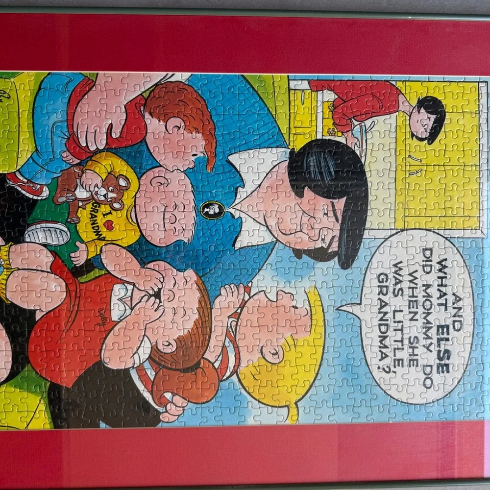 Vintage 1983 Family Circus Jigsaw Puzzle Framed Wall Art Bil Keane Signed